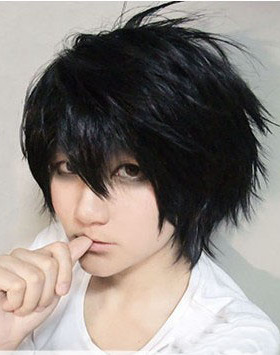 死亡笔记 L 龙崎 路飞 土方十四郎 黑色 高温丝 短发 cosplay假发