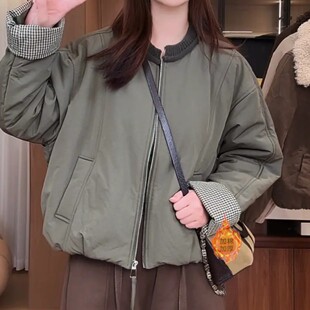 2026棒球服棉衣时尚女式短款宽松拉链外套加棉保暖冬季棉服小棉衣