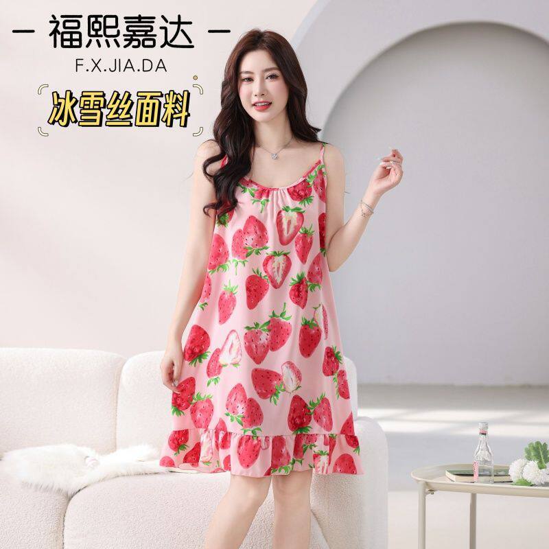 大码吊带睡裙女时尚舒适性感碎花图片