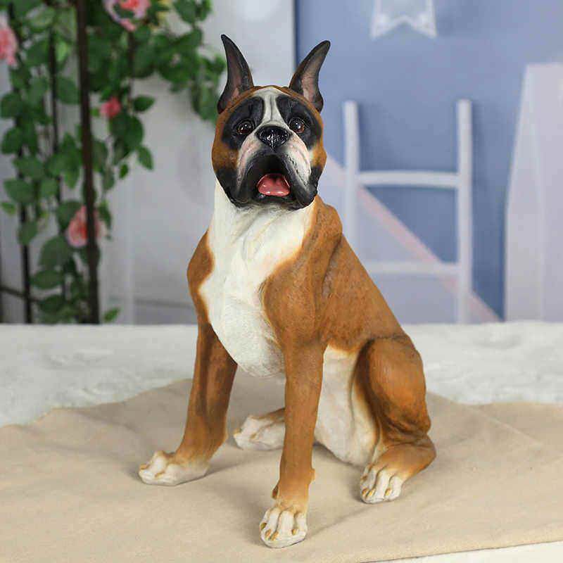 客厅装饰狗摆件仿真拳师犬模型树户外/庭院摆件