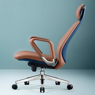 轻奢真皮老板办公椅家用书房电脑椅舒适总裁转椅意大利进口牛皮椅