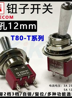 SH台湾M12开孔钮子开关3脚2档3档自锁复位摇头摇臂拨杆T80-T摇杆
