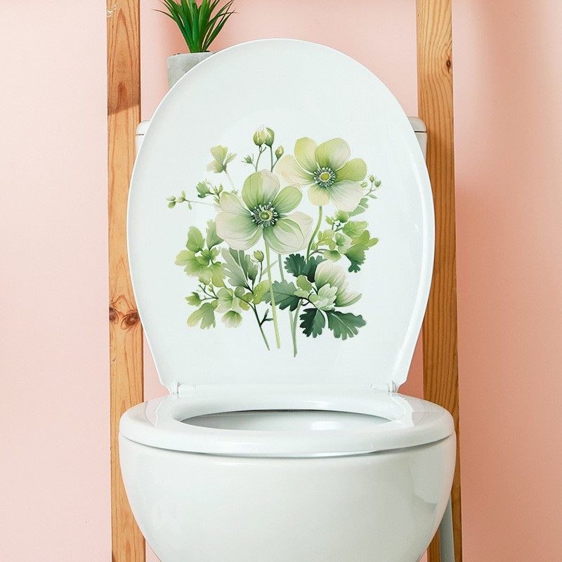自粘马桶贴纸画防水掀盖贴卫生间洗手间装饰可移除绿叶花朵图案,家居饰品,马桶贴,淘宝优惠券,粉丝福利购,淘宝优惠卷