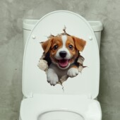 自粘马桶贴纸画防水掀盖贴卫生间洗手间装 饰可移除可爱小狗狗图案