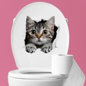 自粘马桶贴纸画防水掀盖贴卫生间洗手间装 饰可移除可爱小猫咪图案