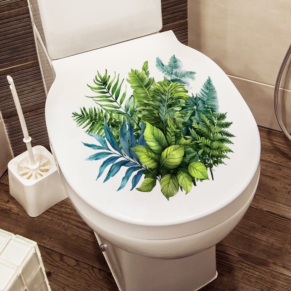 自粘马桶贴纸画防水掀盖贴卫生间洗手间装饰可移除水彩绿叶子图案,家居饰品,马桶贴,淘宝优惠券,粉丝福利购,淘宝优惠卷
