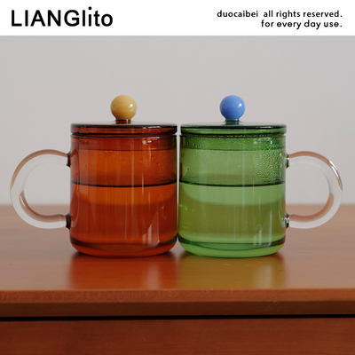 莨物原创可爱带盖球球可加热高硼硅玻璃杯咖啡杯早餐杯牛奶杯水杯