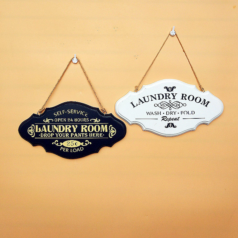 欧式复古洗衣房干洗店营业挂牌创意家居家庭店面木质门牌招牌壁饰