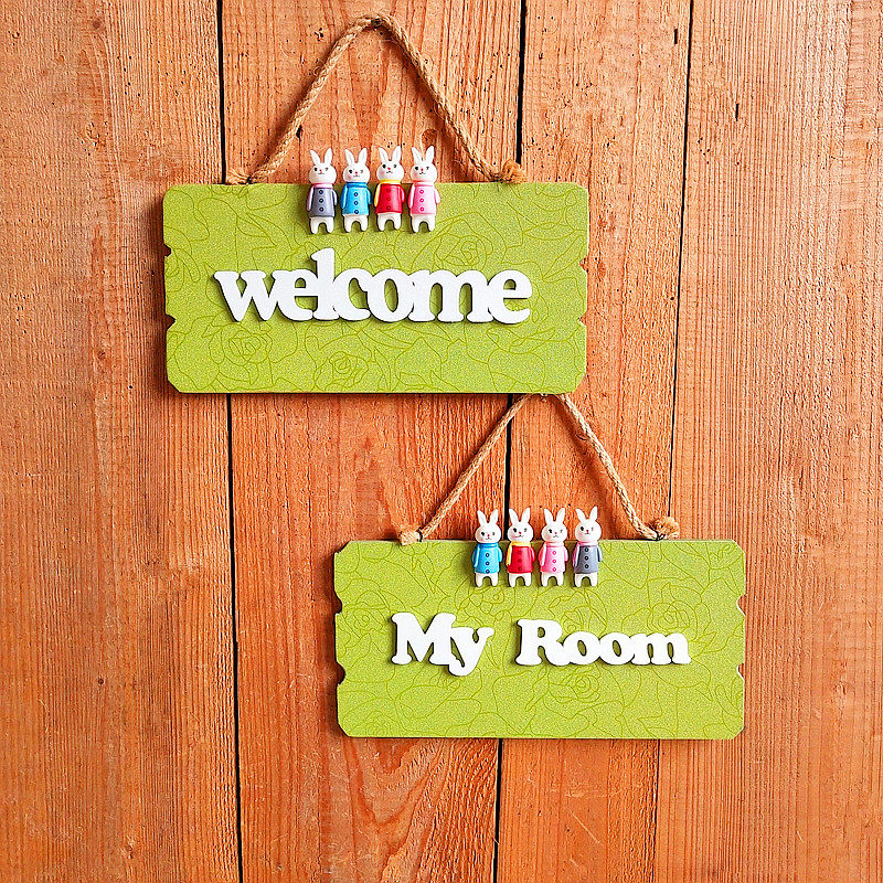 可定制兔子幼儿园门牌班级牌创意欧式木质儿童门挂牌少女个性壁饰