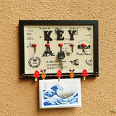 黑色KEY玄关衣帽架钥匙挂钩创意木质挂衣架墙面挂架房间装 饰壁挂