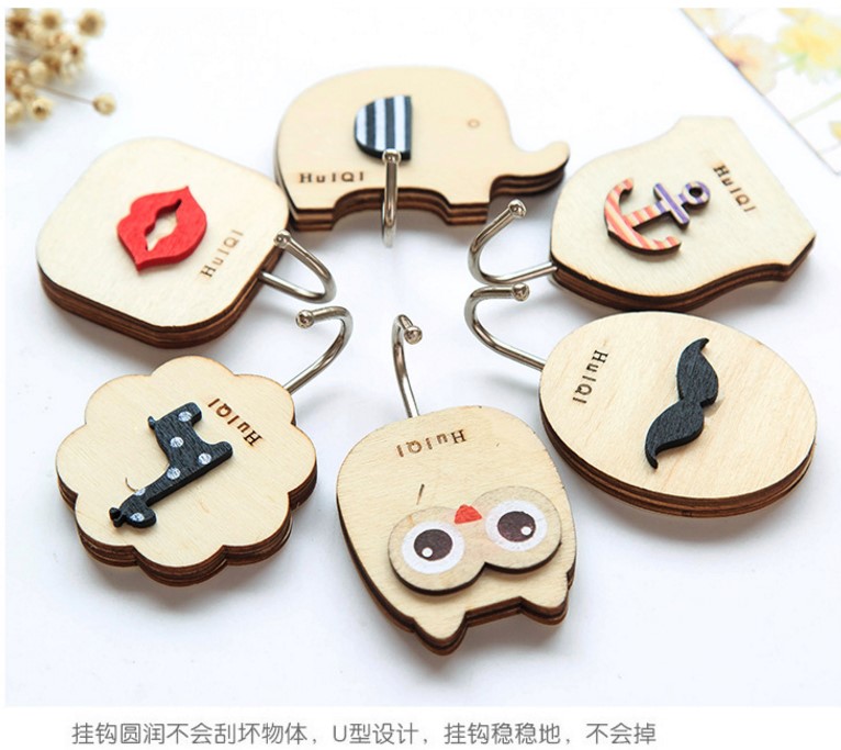 美式装饰挂钩玄关门后卡通木质