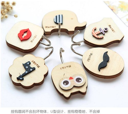 美式装饰挂钩玄关门后卡通木质