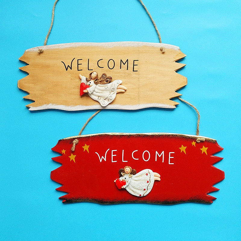 可爱天使幼儿园童装店门牌挂牌创意家居装饰欧式木质个性壁饰定制