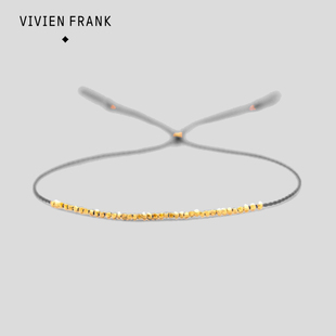 Frank银镀24K黄金细绳情侣手绳闺蜜手链本命年红绳 瑞士Vivien