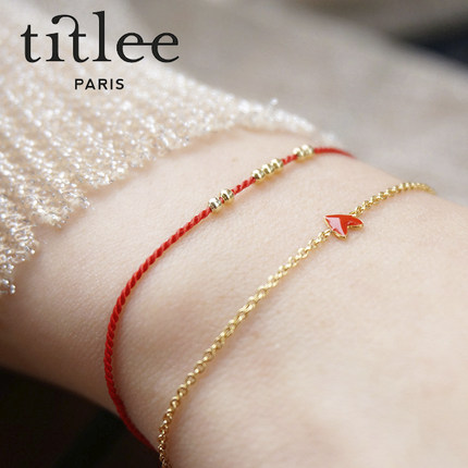 法国Titlee马卡龙少女红色爱心手链手镯送女友礼物珐琅彩ins小众