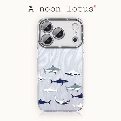 原创鲨鱼iPhone16/17手机壳羽纱苹果15Promax14Plus软13/12硅胶11/xsmax/xr小米华为vivo荣耀透明渐变OPPO