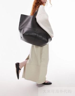 Topshop Tink tote bag in black  PU单肩托特包