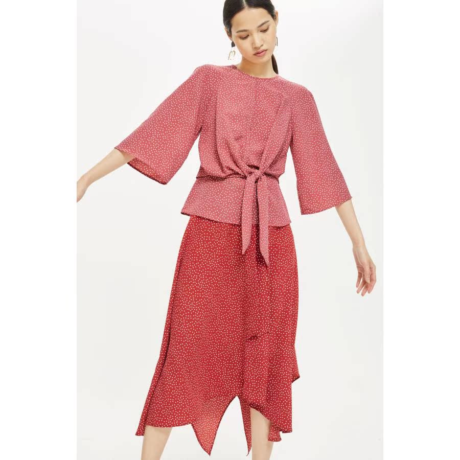 大米可英國代購 TOPSHOP 【嬌小版】波點喇叭袖襯衫
