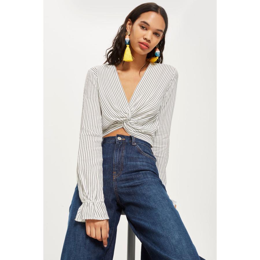大米可英國代購 TOPSHOP PETITE 條紋高腰襯衫【嬌小版】
