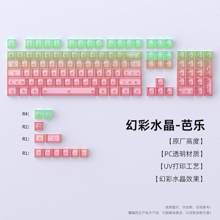 【顺丰】黑吉蛇幻彩迷雾芭乐键帽PC透明115小全套原厂DIY机械键盘