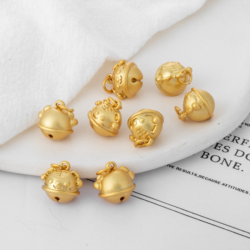 18k保色哑金铃铛纹圆形小吊铃铛11mm吊饰diy手链项链手工饰品配件