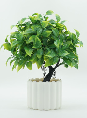 新款仿真榕树盆栽 桌面假花仿真花摆设仿家居装饰仿真绿植小摆件