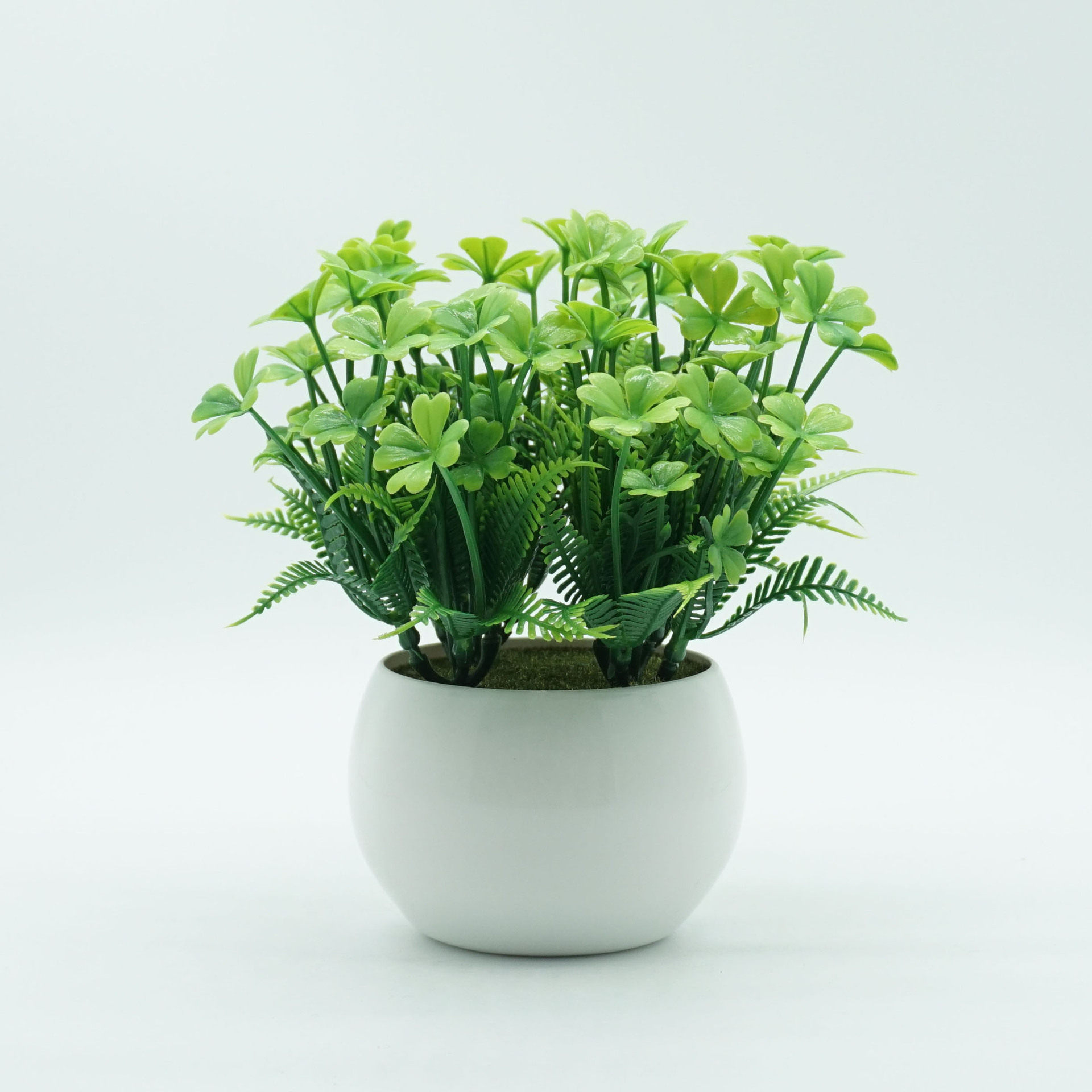 新款仿真花摆件房间装饰品 四叶草假花盆栽 桌面装饰绿植小盆景