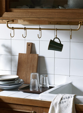 ALOTOF 黄铜挂杆 厨房杆 装饰铜杆 斯堪的纳维亚厨房