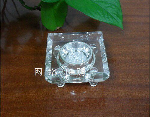 USB接口方形水晶灯座LED七彩灯光玻璃底座手工艺品玉器佛像摆件