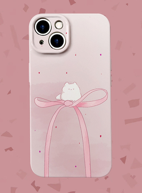 营业可爱~蝴蝶结猫咪文艺菲林适用iPhone15/14promax手机壳OPPOreno9软红米note13pro小米14硬OPPOa58苹果12