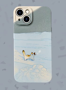 嬉戏~小众雪地猫咪适用苹果16iPhone15promax手机壳华为mate60小米14红米note12turbo软壳IQOOneo9OPPOreno12