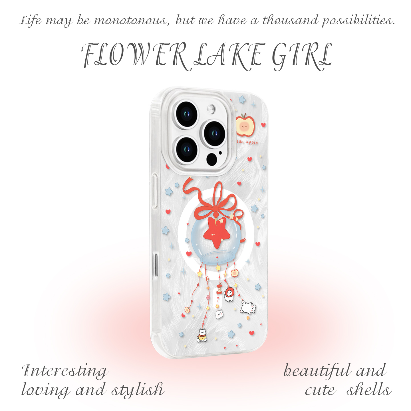 【猫与风铃】浪漫星星玻璃瓶适用iPhone16/15pro手机壳红米K70磁吸vivos19华为mete60羽纱荣耀90小米14一加11