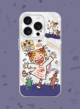 【心情很ok】快乐涂鸦女孩适用iPhone16/15pro手机壳红米K70羽纱vivos19华为mete60一加ACE3小米14opporeno12