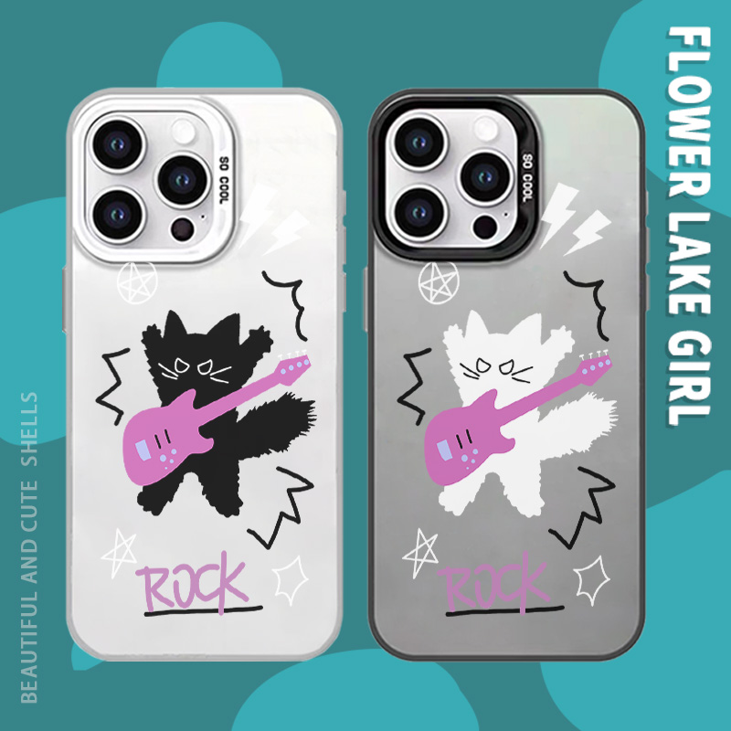 安卓iPhone彩银摇滚猫咪手机壳