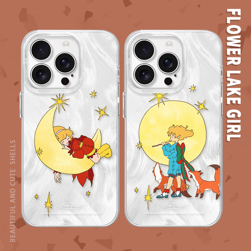 【晚安】童话月亮王子情侣适用iPhone15/16promax手机壳红米K70羽纱vivos19华为mete60小米15一加ACE3苹果14