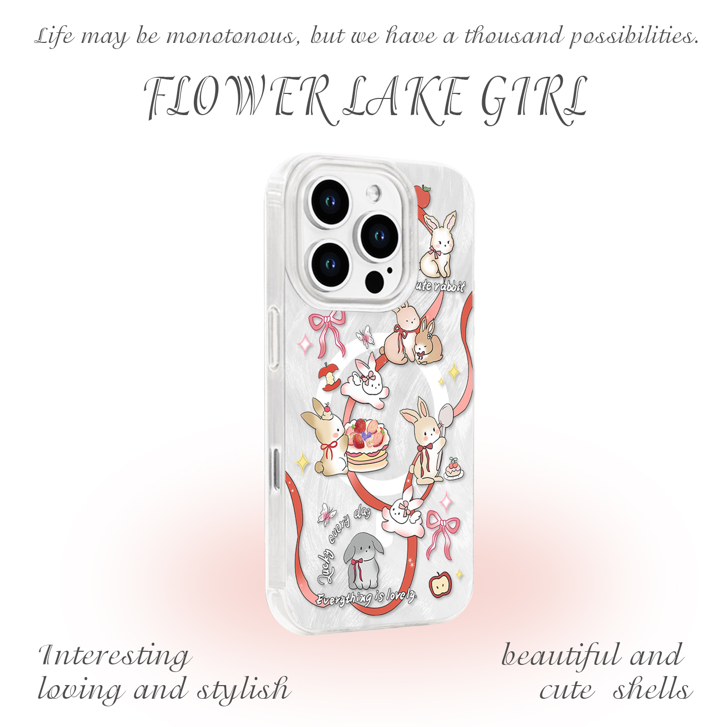 【年末派对】丝带甜品小兔适用iPhone17/16pro手机壳红米K80磁吸vivoS20华为mete60羽纱一加ACE3小米15一加11
