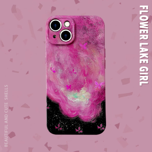 14手機(jī)殼華為nova暢享60pro軟OPPOreno9vivos18硬IQOO10小米13 14一加 油畫粉煙光蝴蝶菲林適用iPhone15 肆意