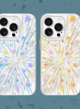 【浪漫点缀】多巴胺星星情侣适用iPhone16/15pro手机壳红米K80羽纱vivoS20华为mete60一加ACE3情侣opporeno12