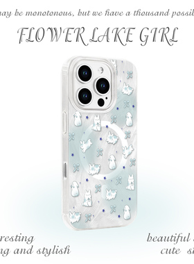 【许愿】治愈薄荷绿小兔适用iPhone17/16pro手机壳红米K70磁吸vivos19华为mete60羽纱一加ACE3小米14一加11