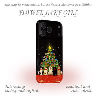 15promax手机壳华为P70P苹果13可爱OPPOreon9软vivoS15一加ACE3红米K80 排排坐猫咪适用iPhone16 圣诞有约