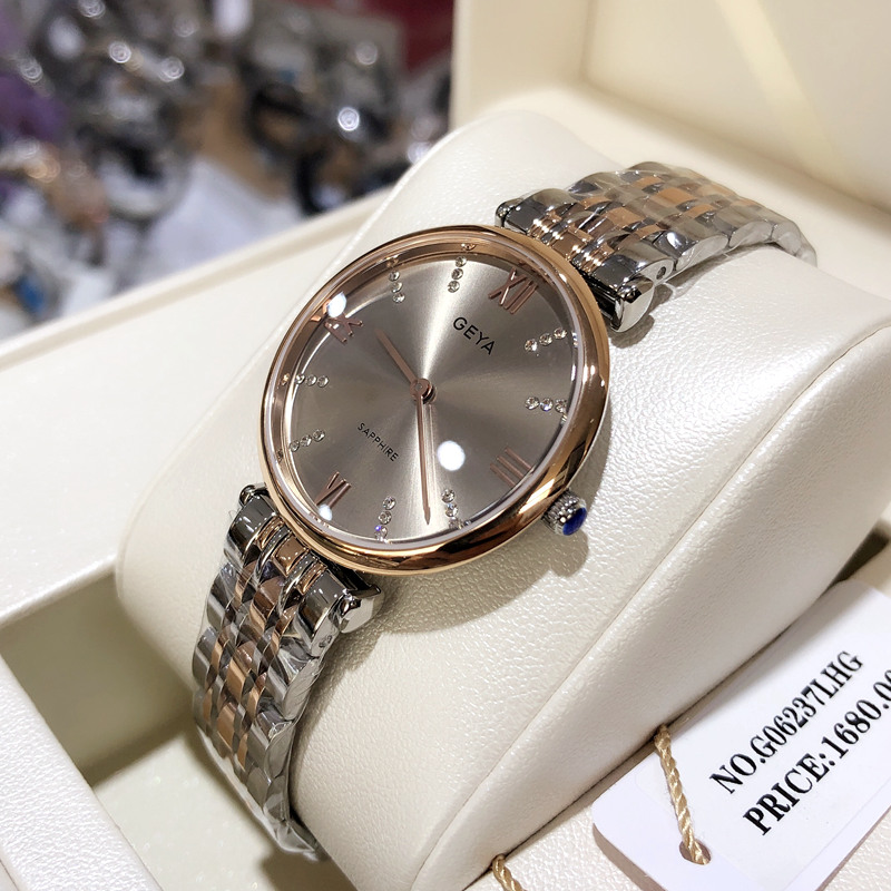 正品格雅手表女石英表超薄钢带玫瑰金镶钻防水时尚时装表g06237lh