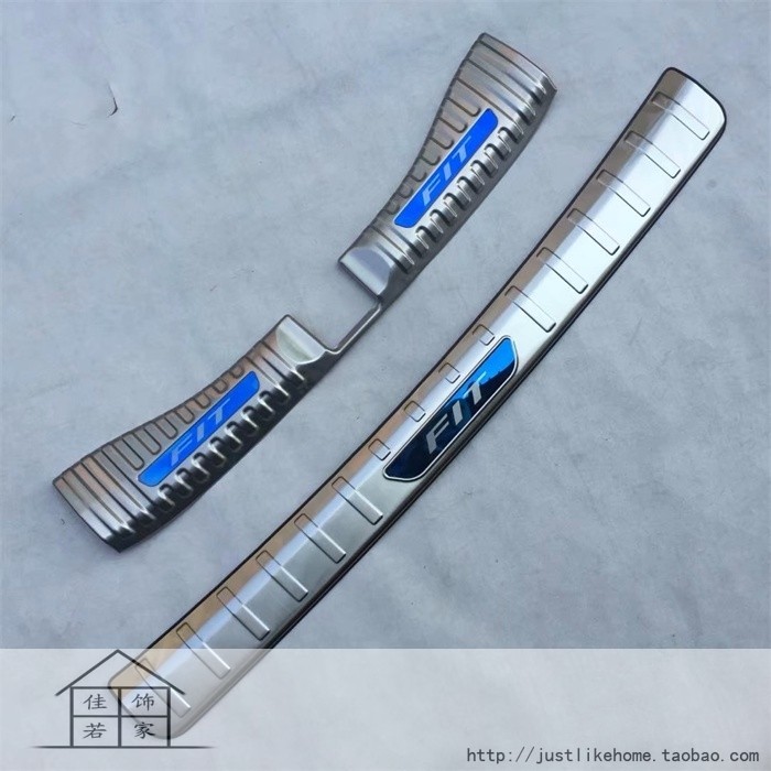 20款飞度专用拉丝不锈钢内外后护板飞度潮越版行李防护板后杠踏板