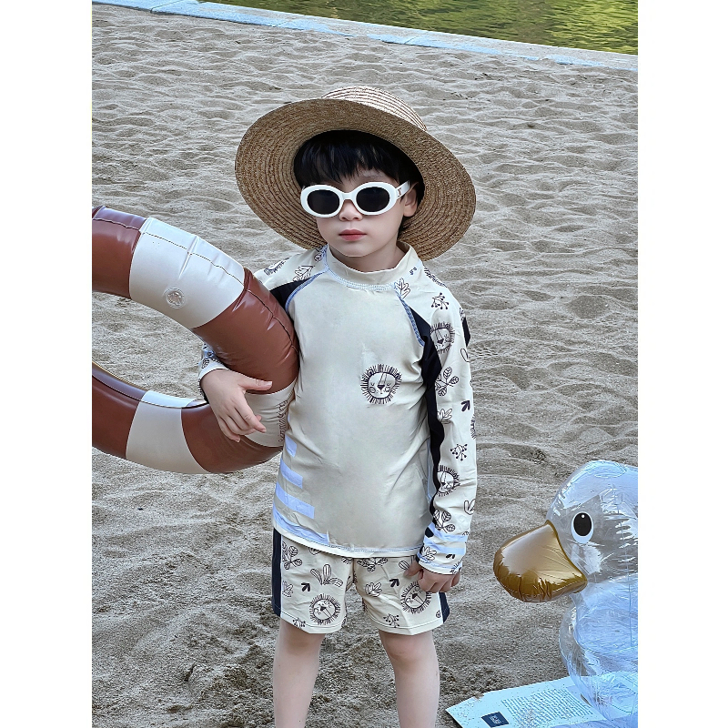 胖东来男宝泳衣夏季分体长袖韩系儿童水上乐园泳装男童帅气3岁海