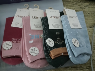 鹿人精梳棉男女袜秋冬款 7003 中长筒无骨3003