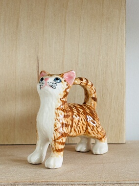 吉猫陶瓷小动物纯手工绘制釉下彩高温