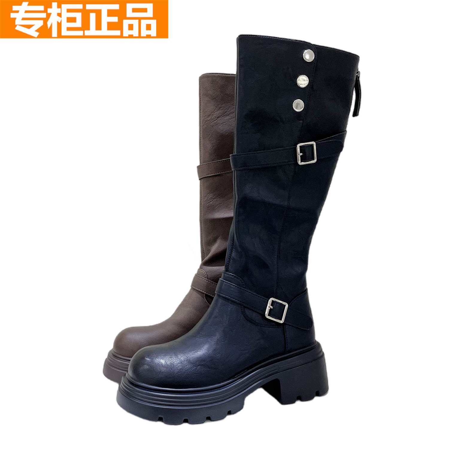 红蜻蜓牛皮女靴冬季长筒靴