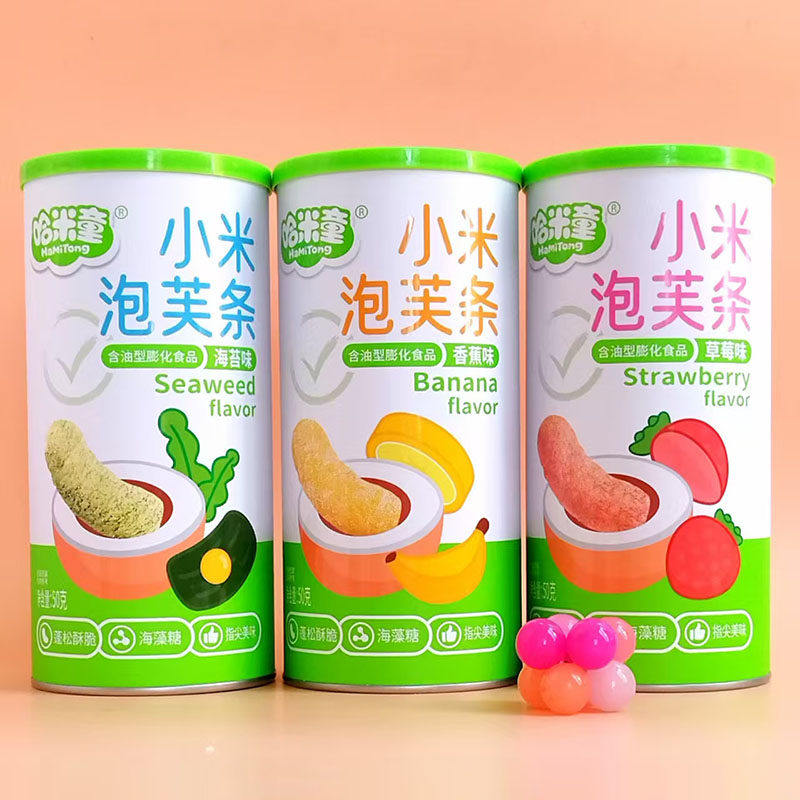 哈米童小米泡芙条50g草莓海苔香蕉DNYTM无蛋奶麦米饼棒棒饼干零食