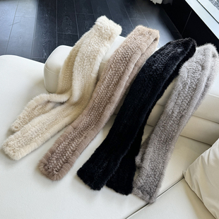 围巾 时装 薇儿卡秋冬男女服装 配饰保暖水貂毛皮草加长款