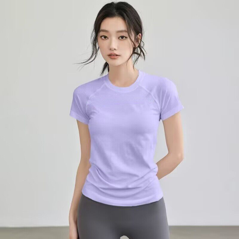 瑜伽服运动上衣女半袖T恤夏季跑步速干衣健身服修身瑜伽短袖上衣