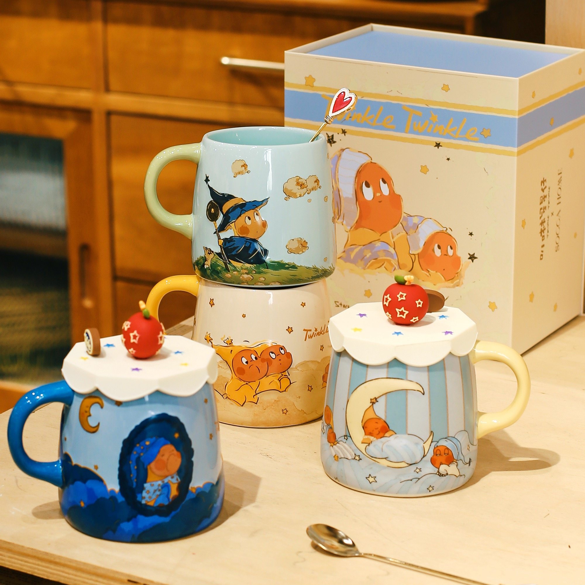 星星人正版联名可爱创意插画浮雕感睡眠系列陶瓷马克杯礼盒套装,餐饮具,马克杯,淘宝优惠券,粉丝福利购,淘宝优惠卷